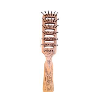 Vintage Goody Vent Hair Brush Faux Wood Grain Ball Tip Bristles Made in USA 1980